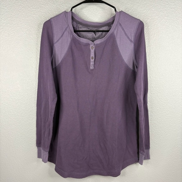 Eddie Bauer Tops - Eddie Bauer Women's Purple Henley Waffleweave Longsleeve